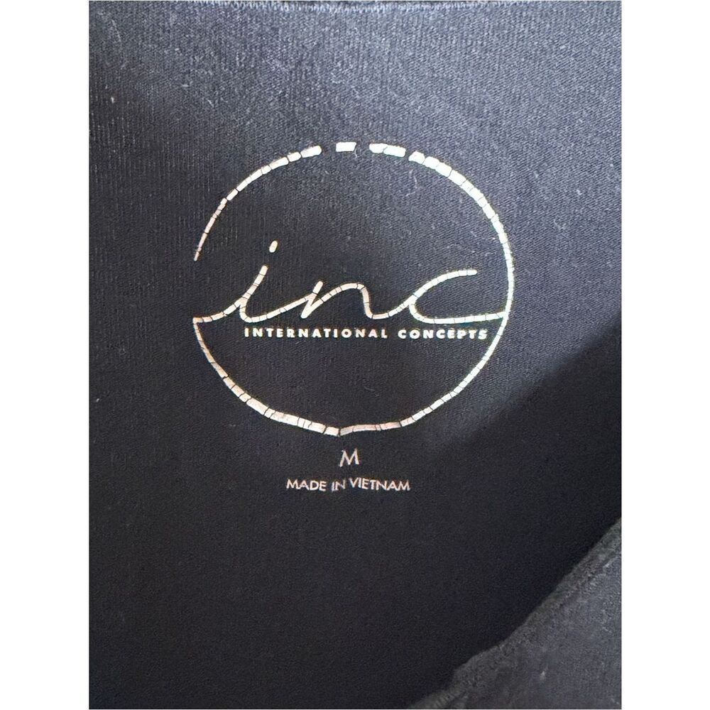 INC International Concepts Black Long Sleeve Top with Gold Ring Detail - Picture 5 of 6